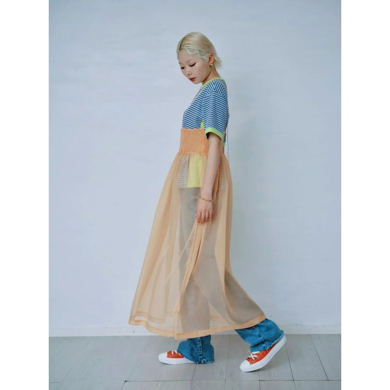ORGANDY SHEER LAYERED DRESS – Orange | HCAE