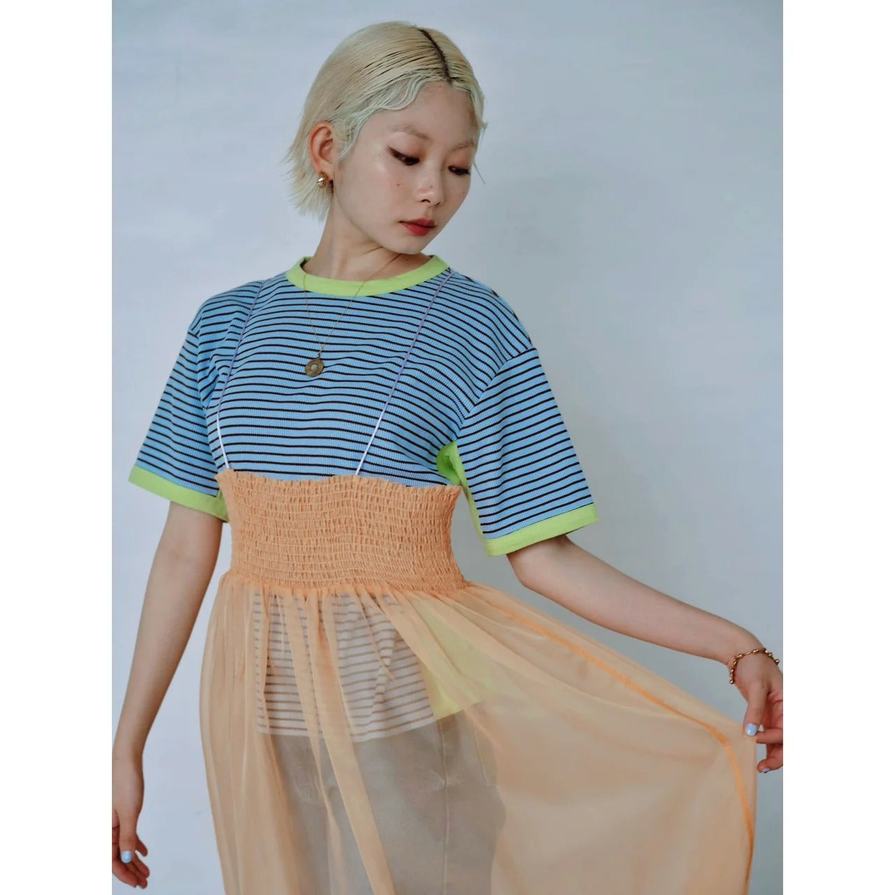ORGANDY SHEER LAYERED DRESS – Orange | HCAE