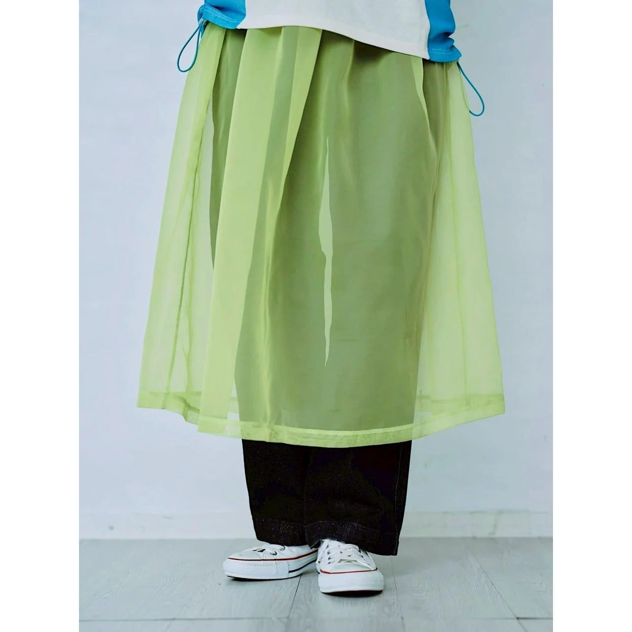 ORGANDY SHEER LAYERED DRESS – Green | HCAE