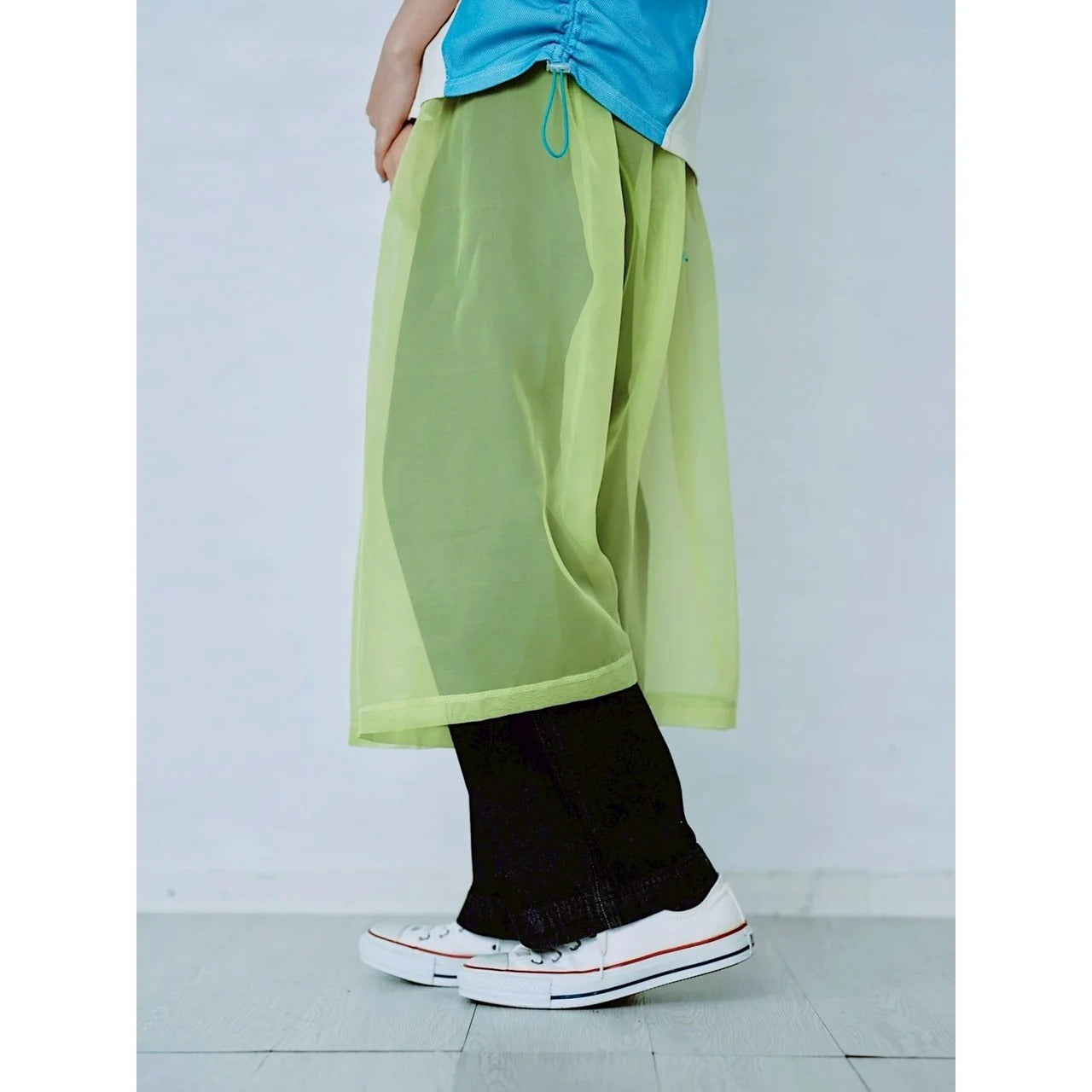 ORGANDY SHEER LAYERED DRESS – Green | HCAE