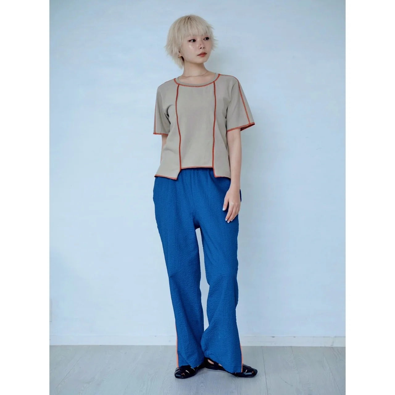 ZIP HEM SEERSUCKER PANTS – Blue | HCAE