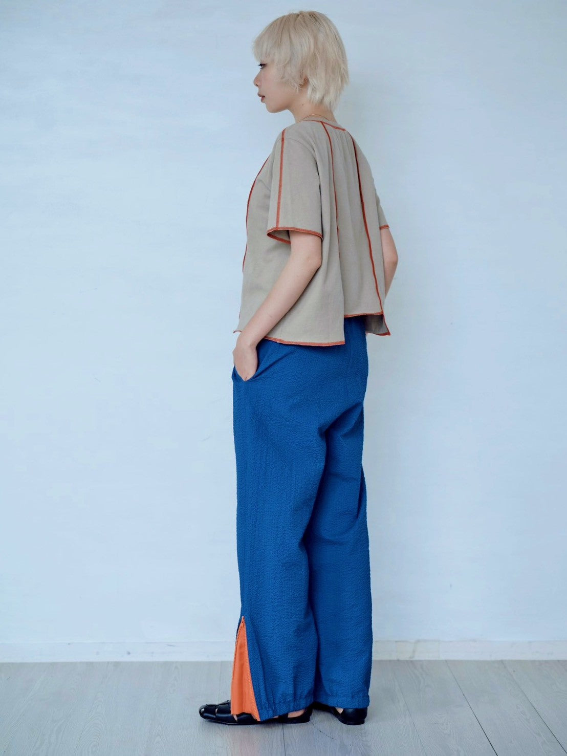 CONTRAST STITCH T-SHIRT – Yellow / Khaki / Blue | HCAE