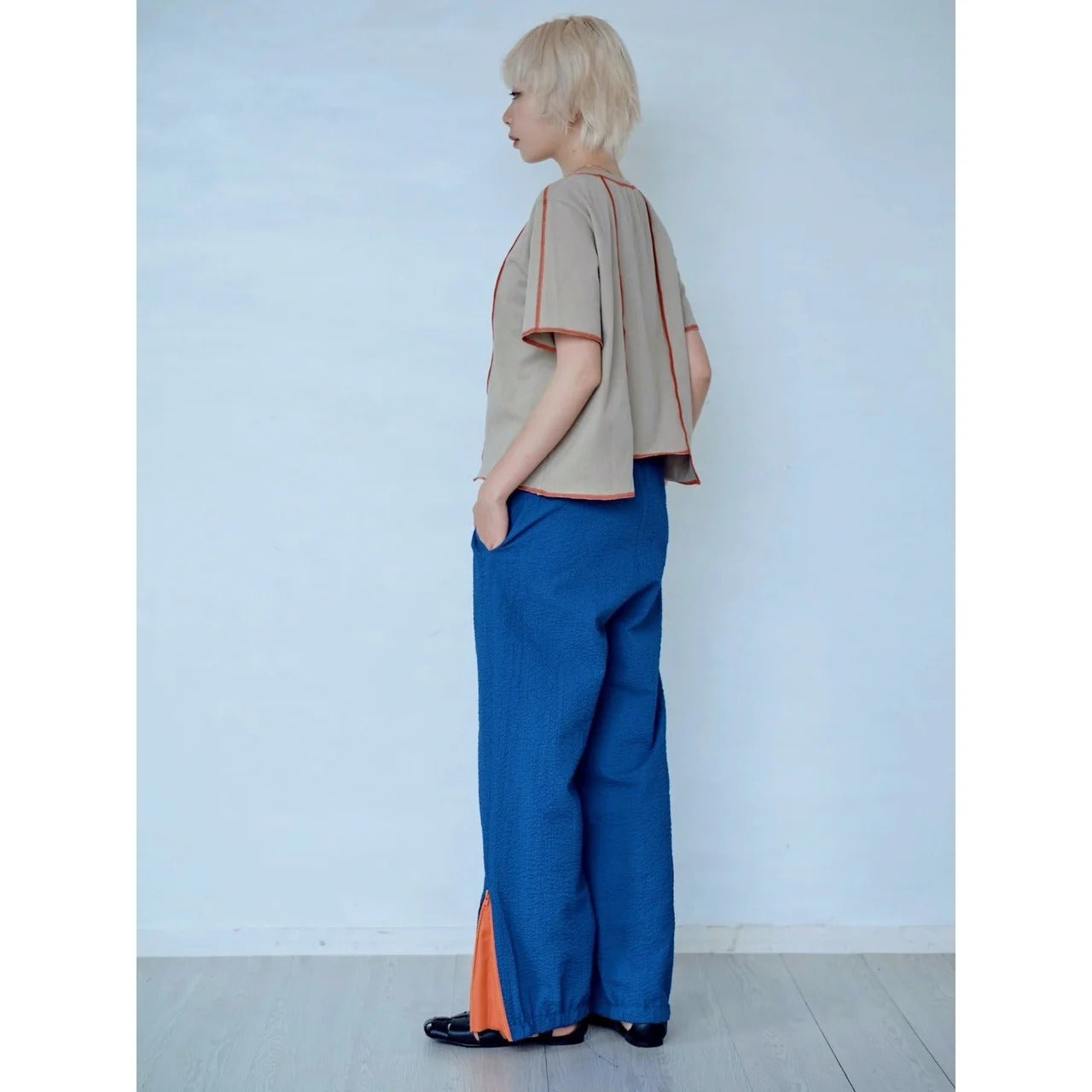 ZIP HEM SEERSUCKER PANTS – Blue | HCAE
