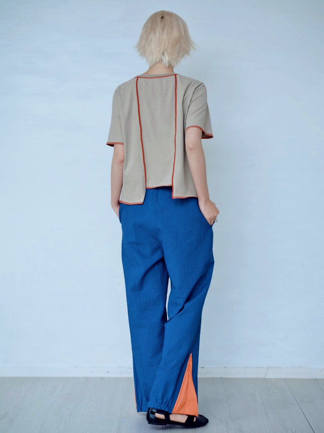 CONTRAST STITCH T-SHIRT – Yellow / Khaki / Blue | HCAE
