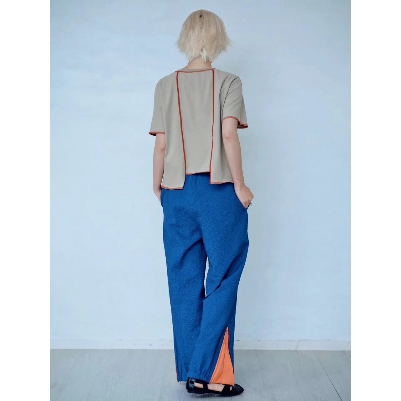 ZIP HEM SEERSUCKER PANTS – Blue | HCAE