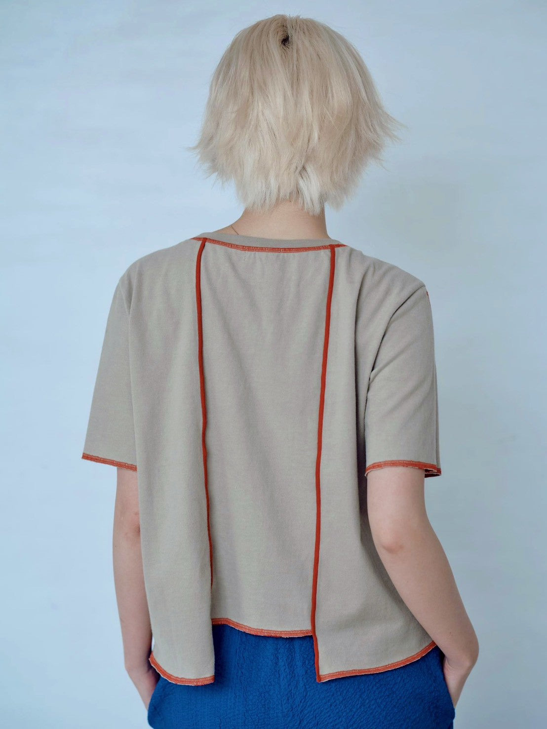 CONTRAST STITCH T-SHIRT – Yellow / Khaki / Blue | HCAE