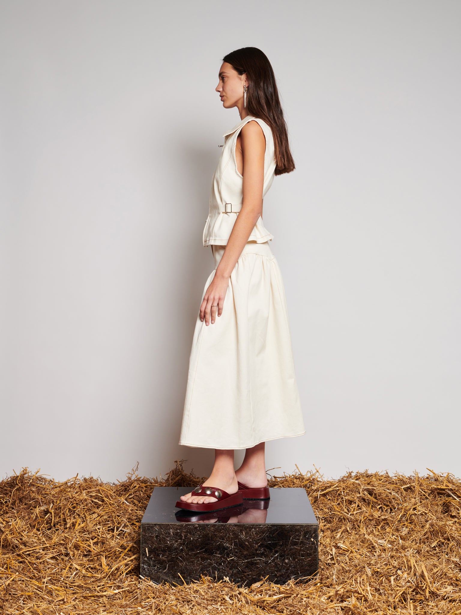 Quincey Drill Top | Color_Ivory | No_32GH01TOG394IVO_IVORY【GHOSPELL_ゴスペル】