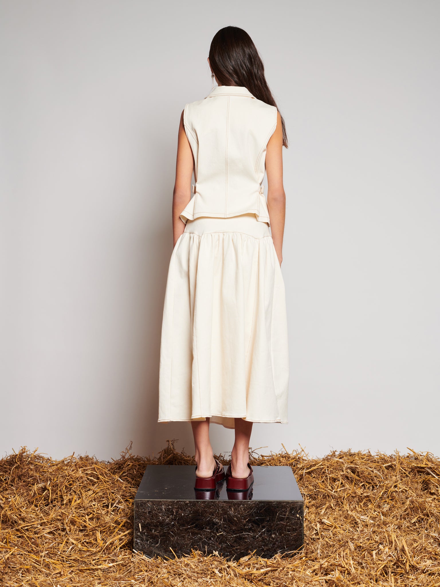 Quincey Drill Top | Color_Ivory | No_32GH01TOG394IVO_IVORY【GHOSPELL_ゴスペル】