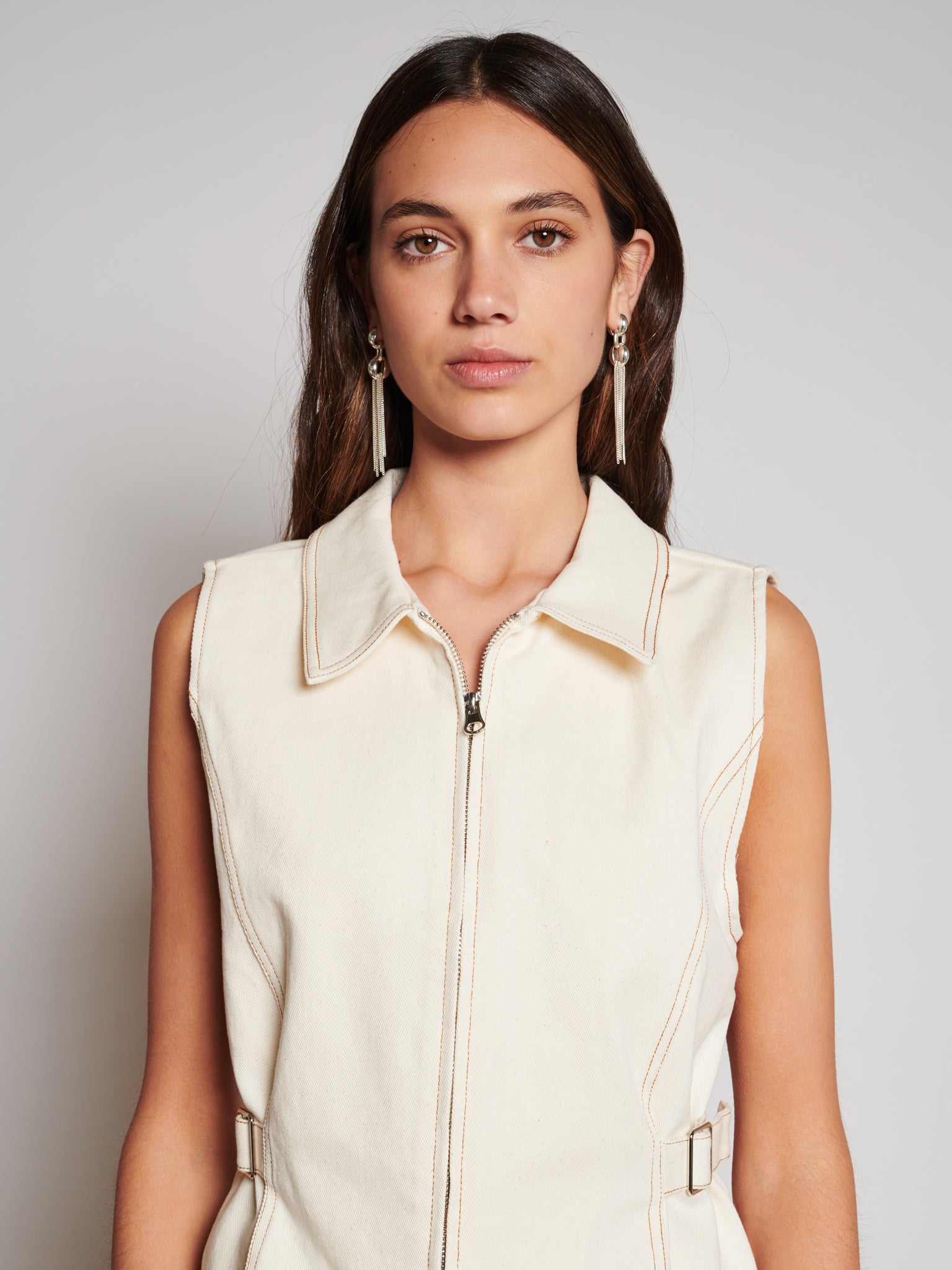 Quincey Drill Top | Color_Ivory | No_32GH01TOG394IVO_IVORY【GHOSPELL_ゴスペル】