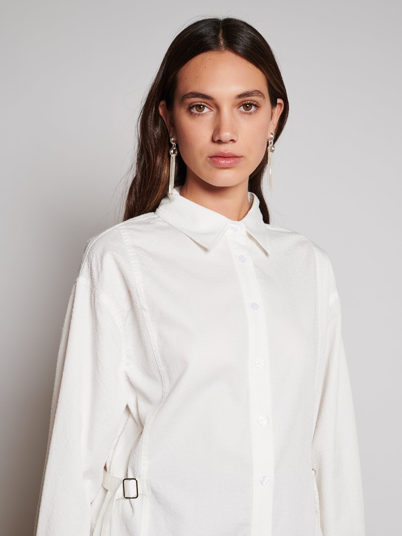 Beth Oversized Shirt | Color_Ivory | No_32GH01BLG365IVO_IVORY【GHOSPELL_ゴスペル】