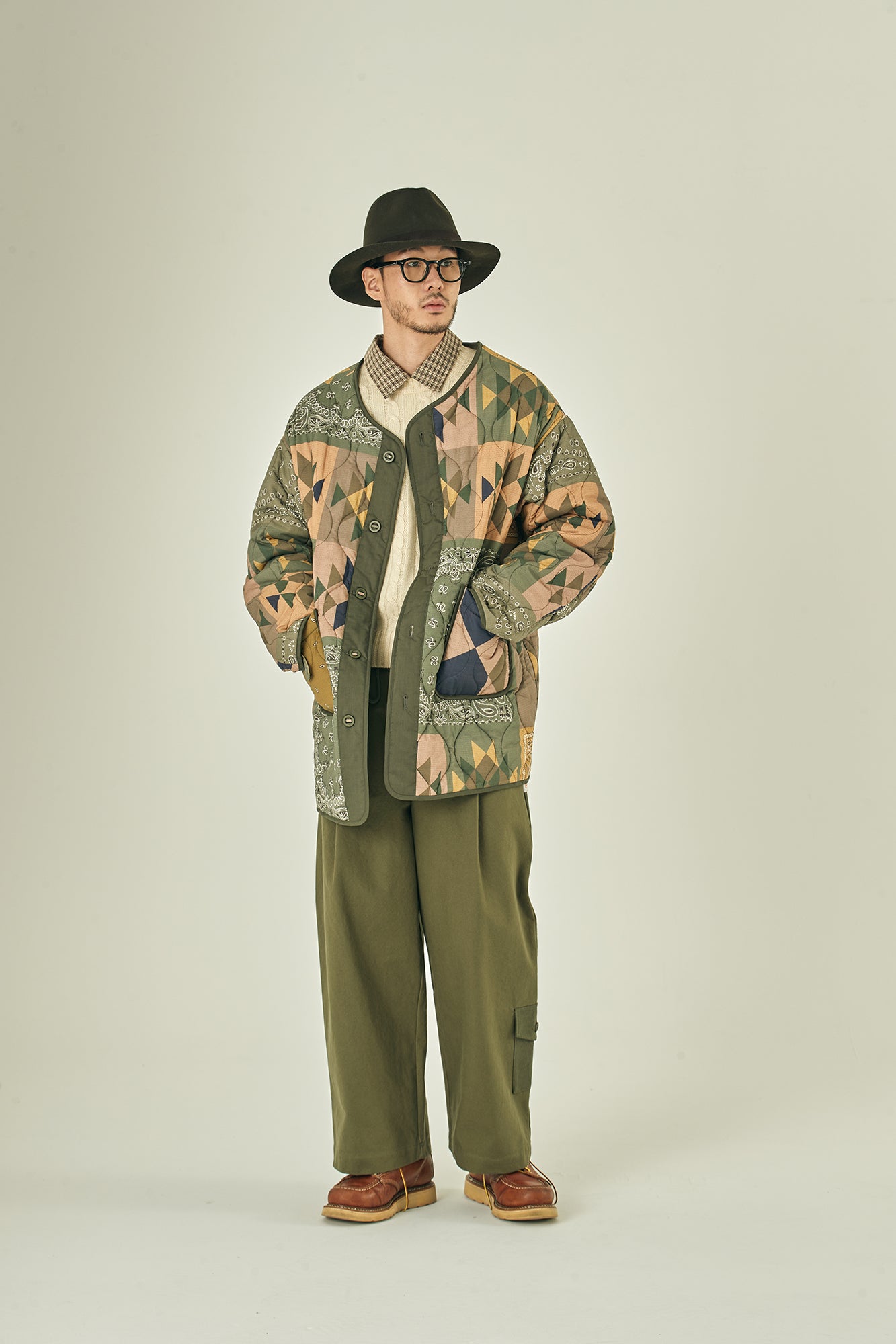 G63101_KH | REVERSIBLE QUILT LONG LINER JACKET-KH【GORT_ゴート】