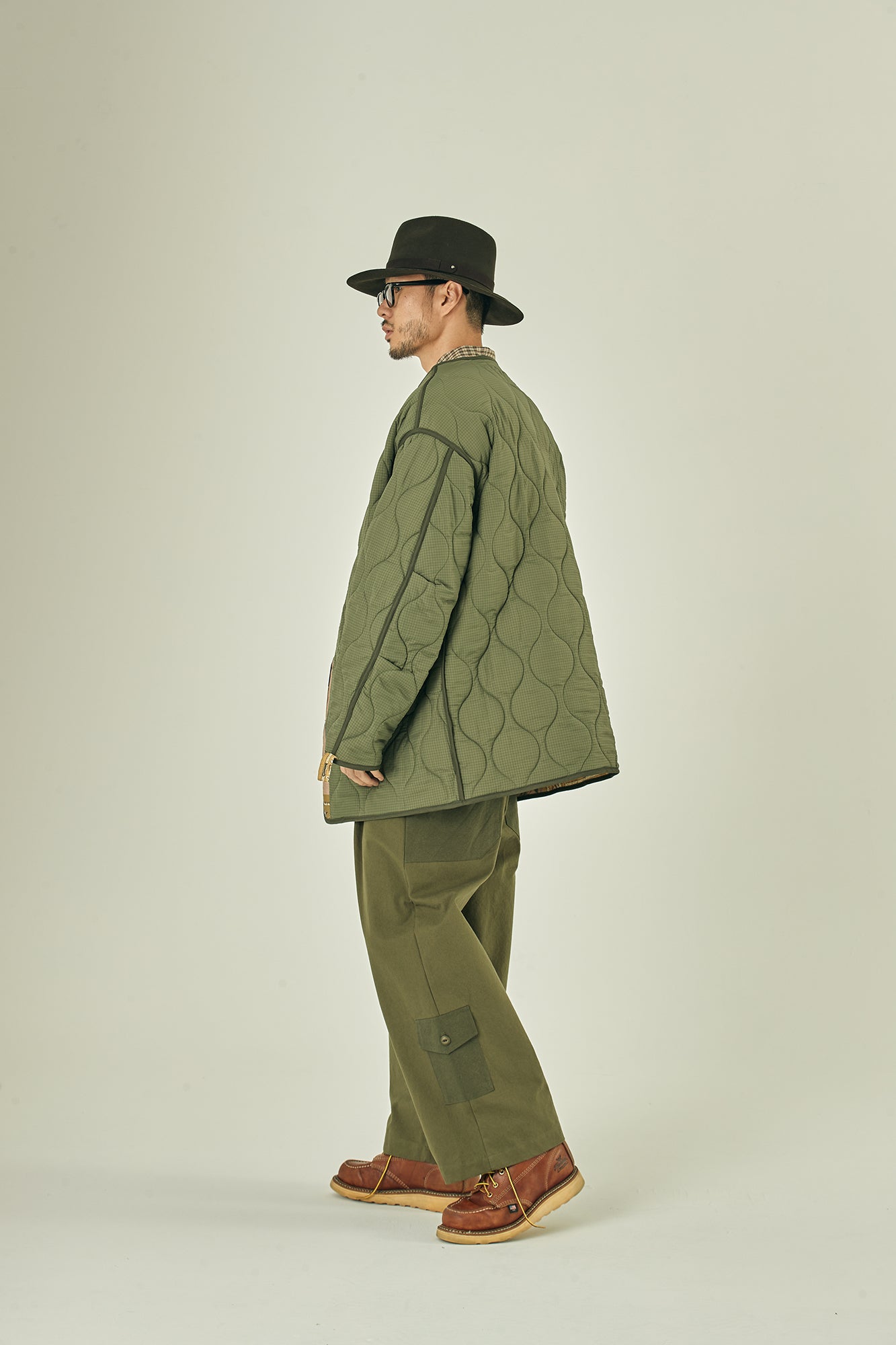 G63101_KH | REVERSIBLE QUILT LONG LINER JACKET-KH【GORT_ゴート】