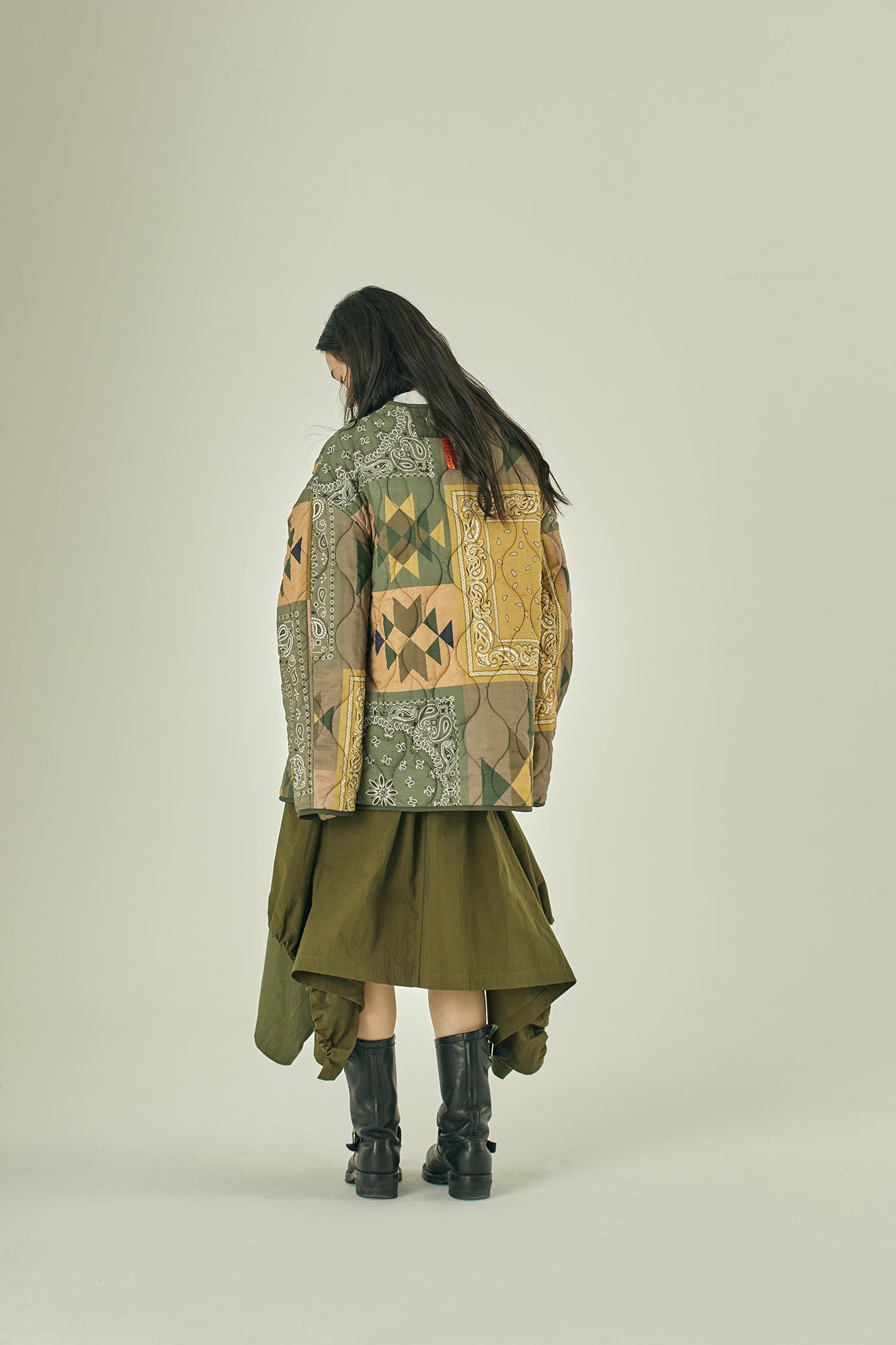 G63101_KH | REVERSIBLE QUILT LONG LINER JACKET-KH【GORT_ゴート】