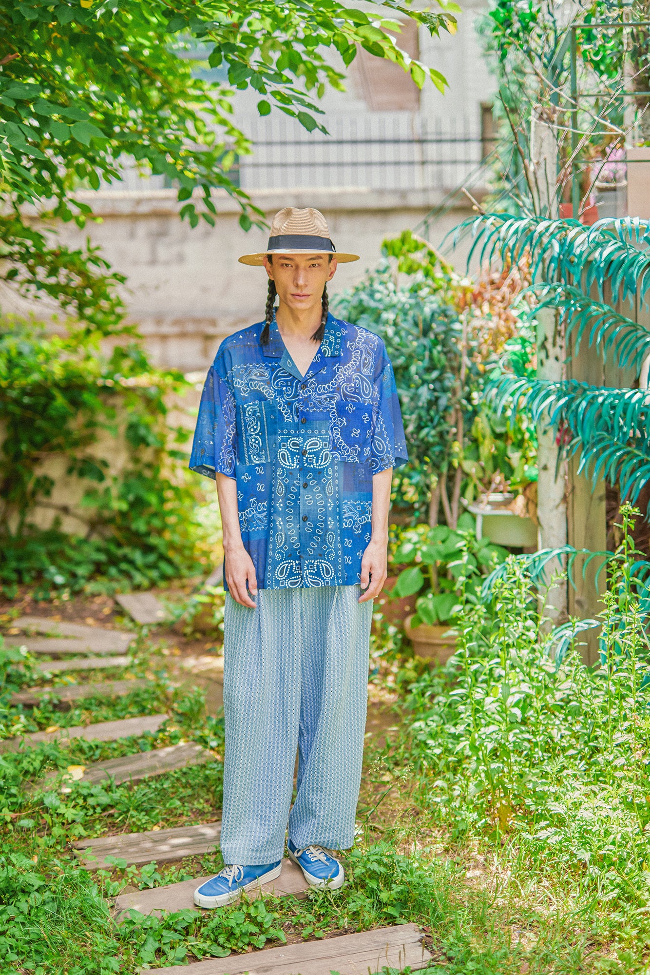 G62201_RB | BANDANA ALOHA SHIRTS-RB | COlor:Royal Blue【GORT_ゴート】