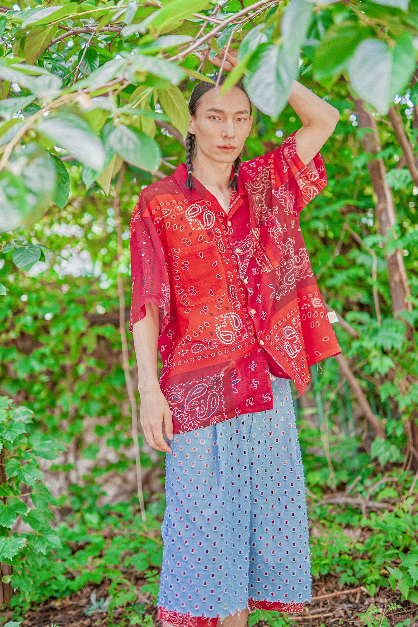 G62201_TR | BANDANA ALOHA SHIRTS-TR | COlor:Tomato Red【GORT_ゴート】