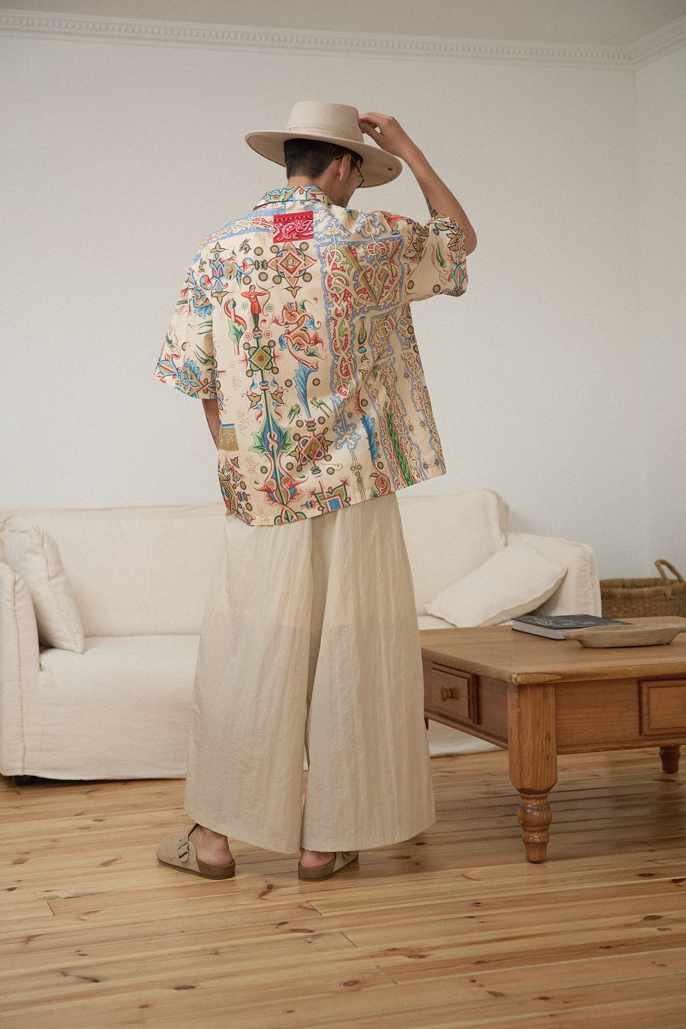 G72303_BG | NYLON WIDE LEG PANTS-BG | Color:Beige【GORT_ゴート】