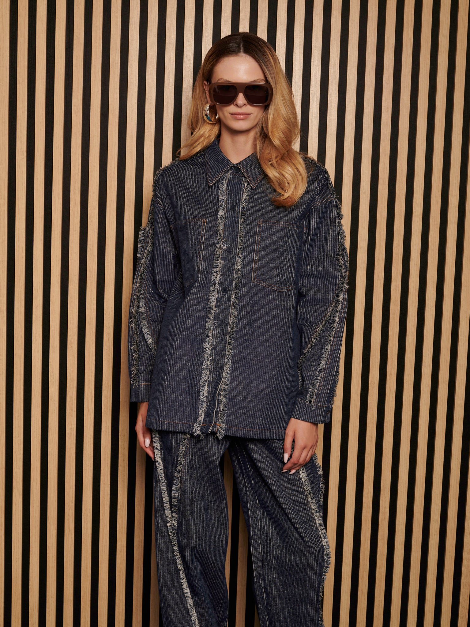 Roxanne Shirt | Color_Denim | No_32GH02BLG370DEN_DENIM【GHOSPELL_ゴスペル】