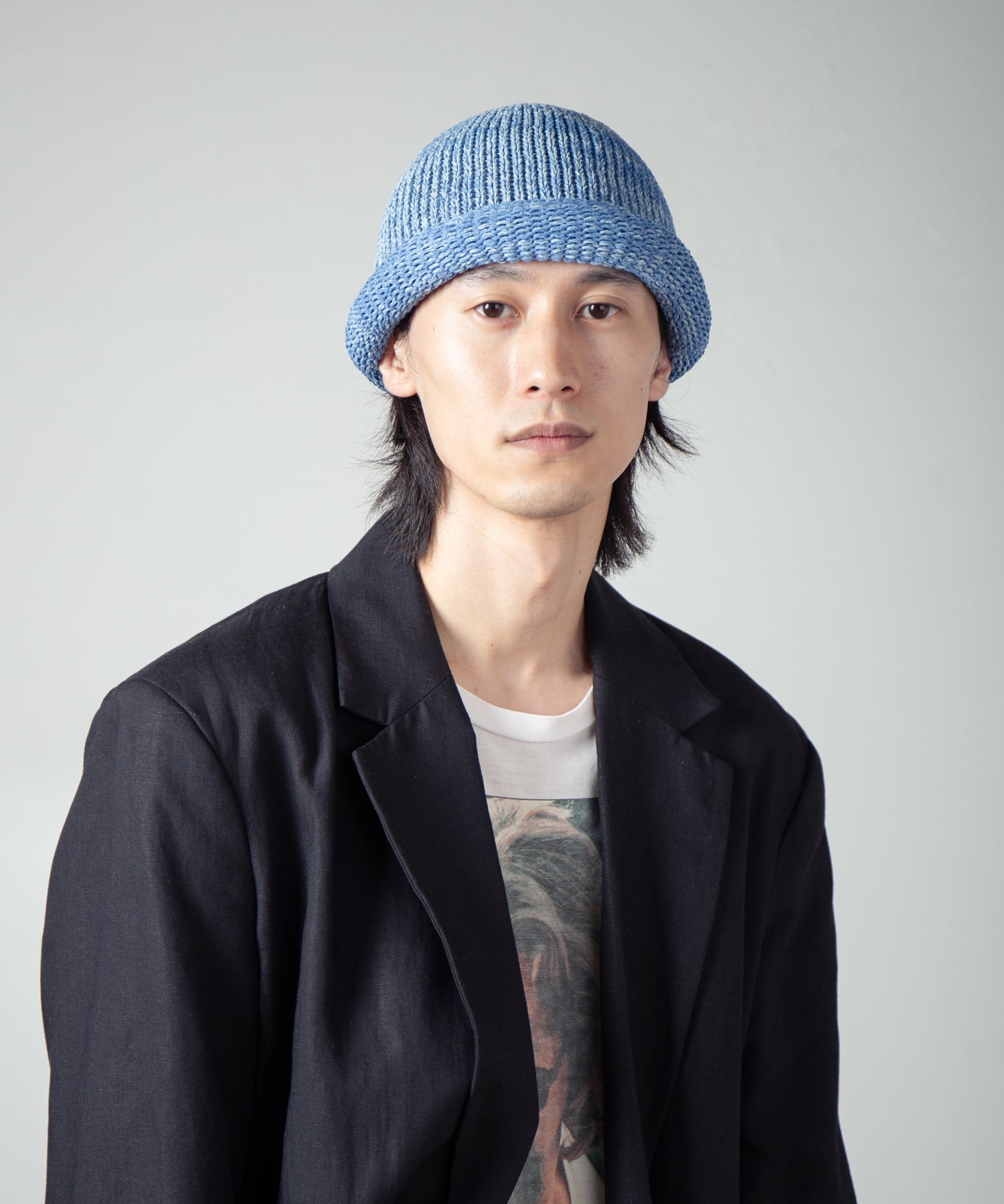 IA-24-097_Blue | Roll Knit Cap | Color:Blue【INDIETRO ASSOCIATION_インディエトロアソシエーション】【入荷予定アイテム・入荷連絡可能】