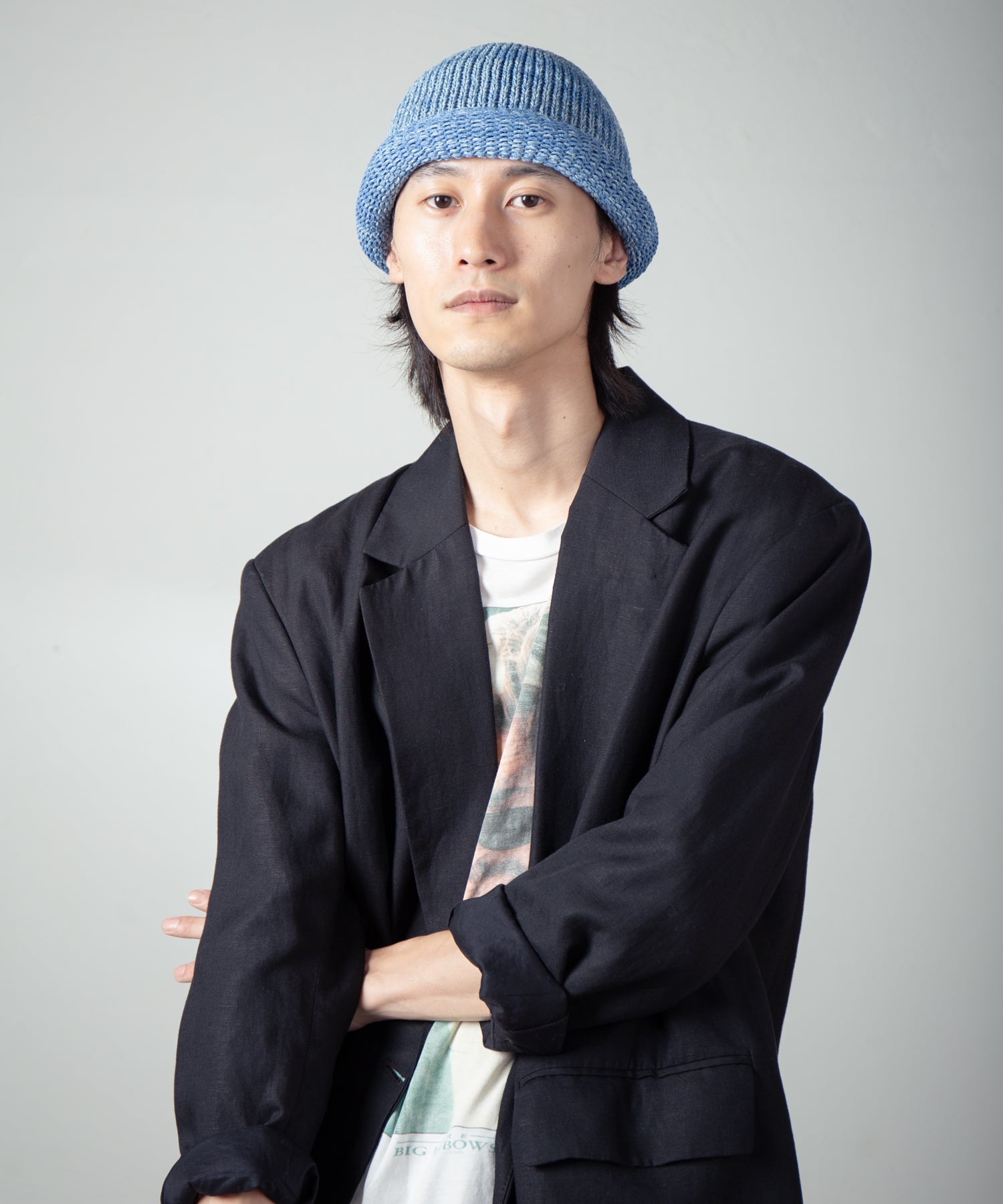 IA-24-097_Blue | Roll Knit Cap | Color:Blue【INDIETRO ASSOCIATION_インディエトロアソシエーション】【入荷予定アイテム・入荷連絡可能】