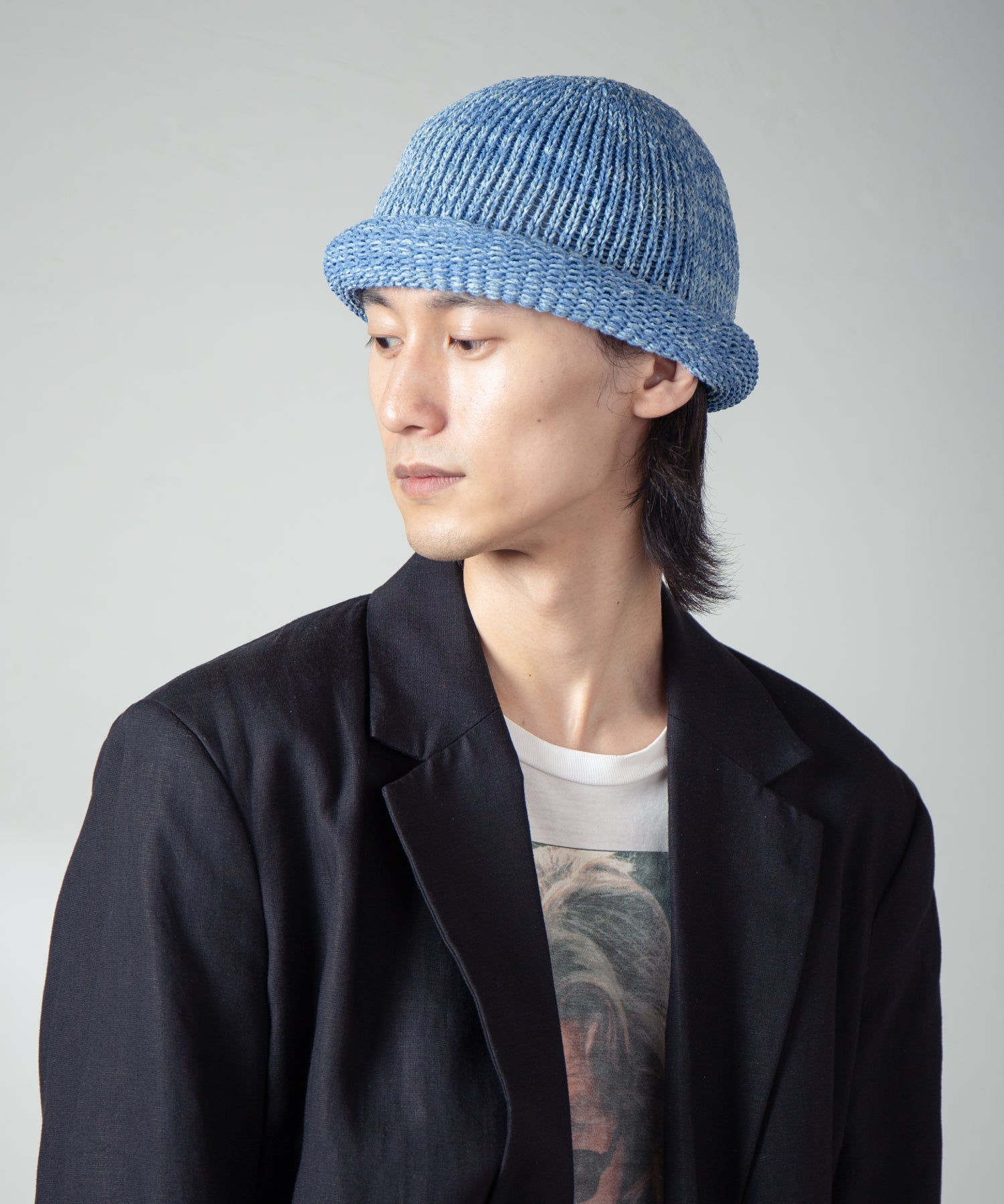 IA-24-097_Blue | Roll Knit Cap | Color:Blue【INDIETRO ASSOCIATION_インディエトロアソシエーション】【入荷予定アイテム・入荷連絡可能】