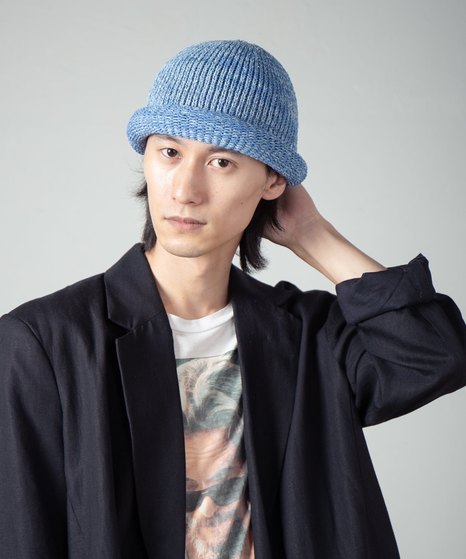 IA-24-097_Blue | Roll Knit Cap | Color:Blue【INDIETRO ASSOCIATION_インディエトロアソシエーション】【入荷予定アイテム・入荷連絡可能】