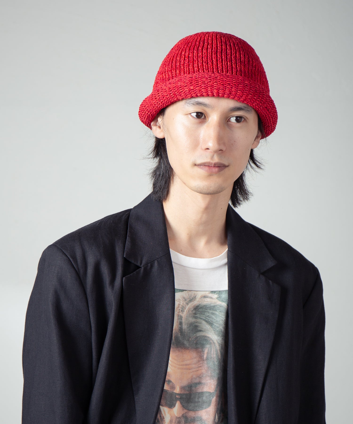 IA-24-097_Red | Roll Knit Cap | Color:Red【INDIETRO ASSOCIATION_インディエトロアソシエーション】【入荷予定アイテム・入荷連絡可能】