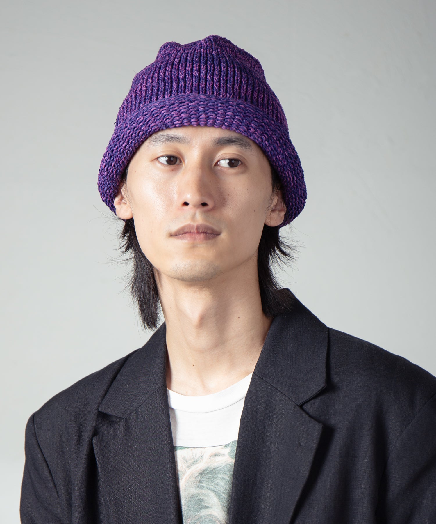 IA-24-097_Purple | Roll Knit Cap | Color:Purple【INDIETRO ASSOCIATION_インディエトロアソシエーション】【入荷予定アイテム・入荷連絡可能】