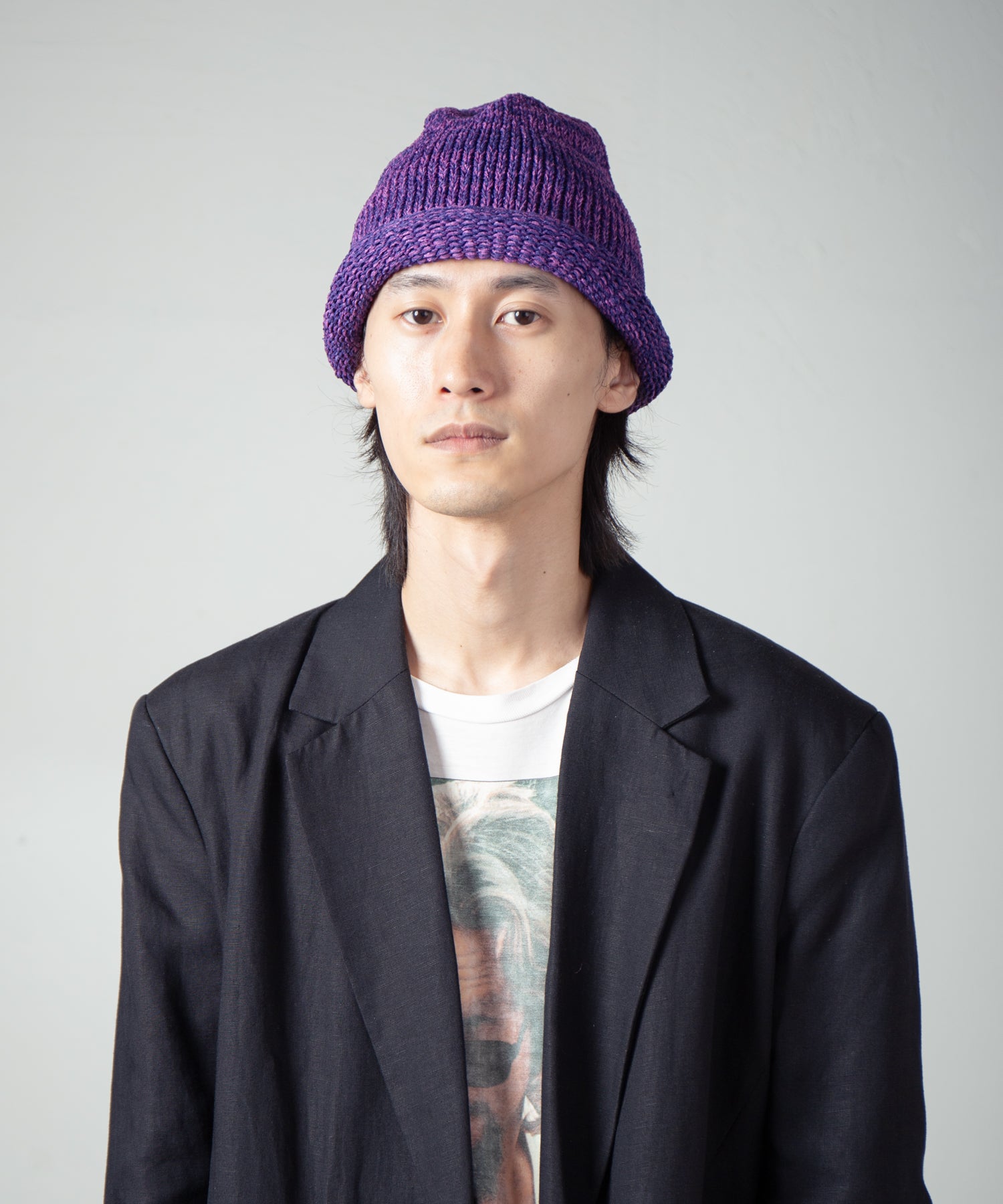 IA-24-097_Purple | Roll Knit Cap | Color:Purple【INDIETRO ASSOCIATION_インディエトロアソシエーション】【入荷予定アイテム・入荷連絡可能】