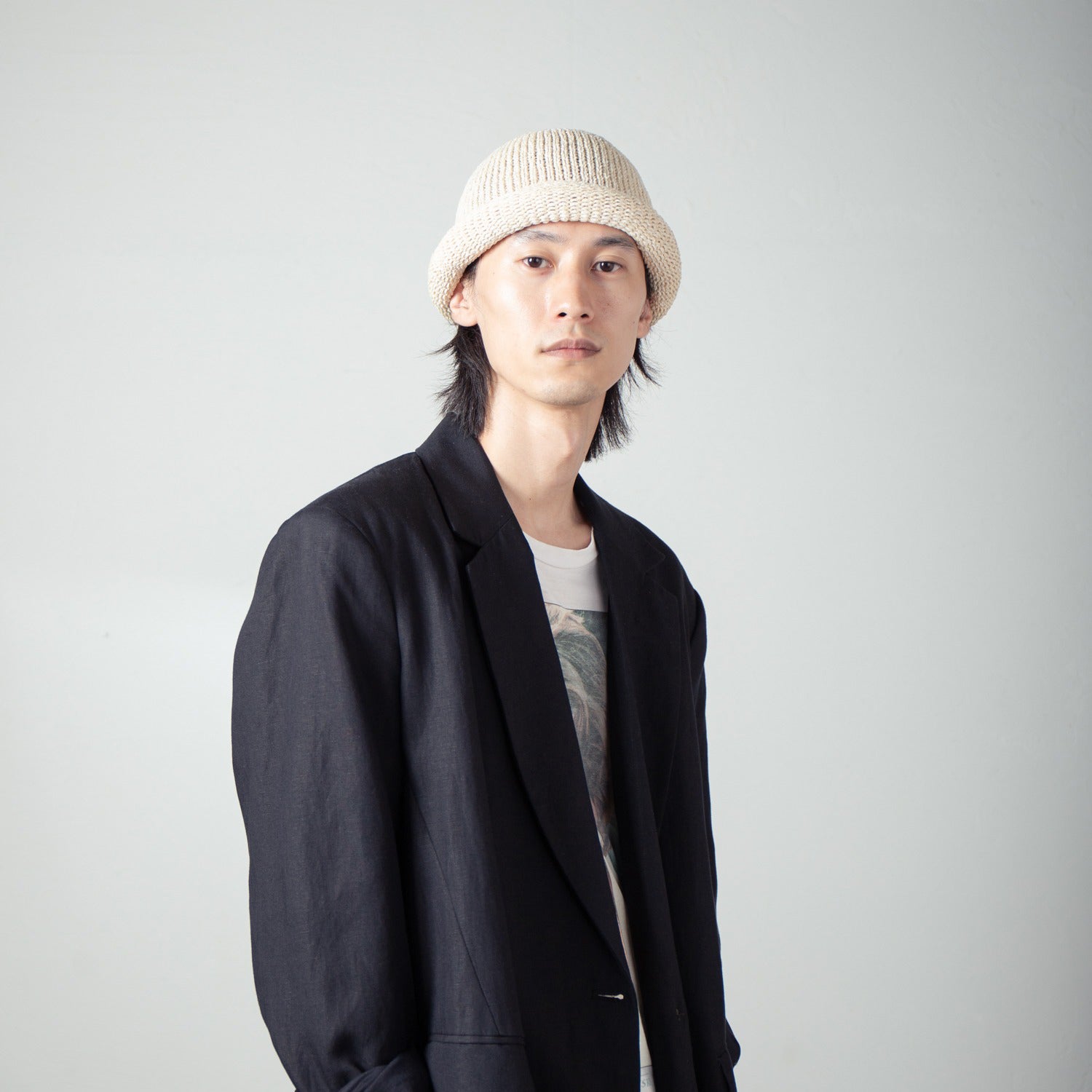 Roll Knit Cap | Color_Beige | No_IA-24-097_Beige【INDIETRO ASSOCIATION_インディエトロアソシエーション】【入荷予定アイテム・入荷連絡可能】