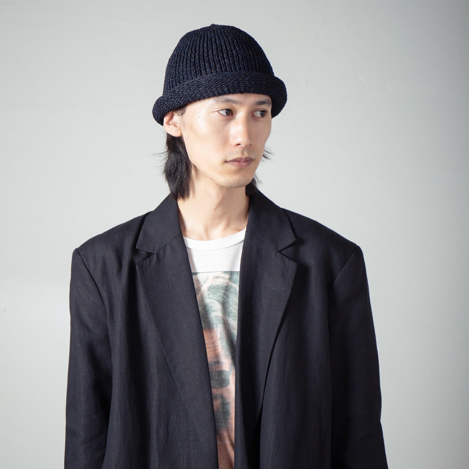 Roll Knit Cap | Color_Black | No_IA-24-097_Black【INDIETRO ASSOCIATION_インディエトロアソシエーション】【入荷予定アイテム・入荷連絡可能】