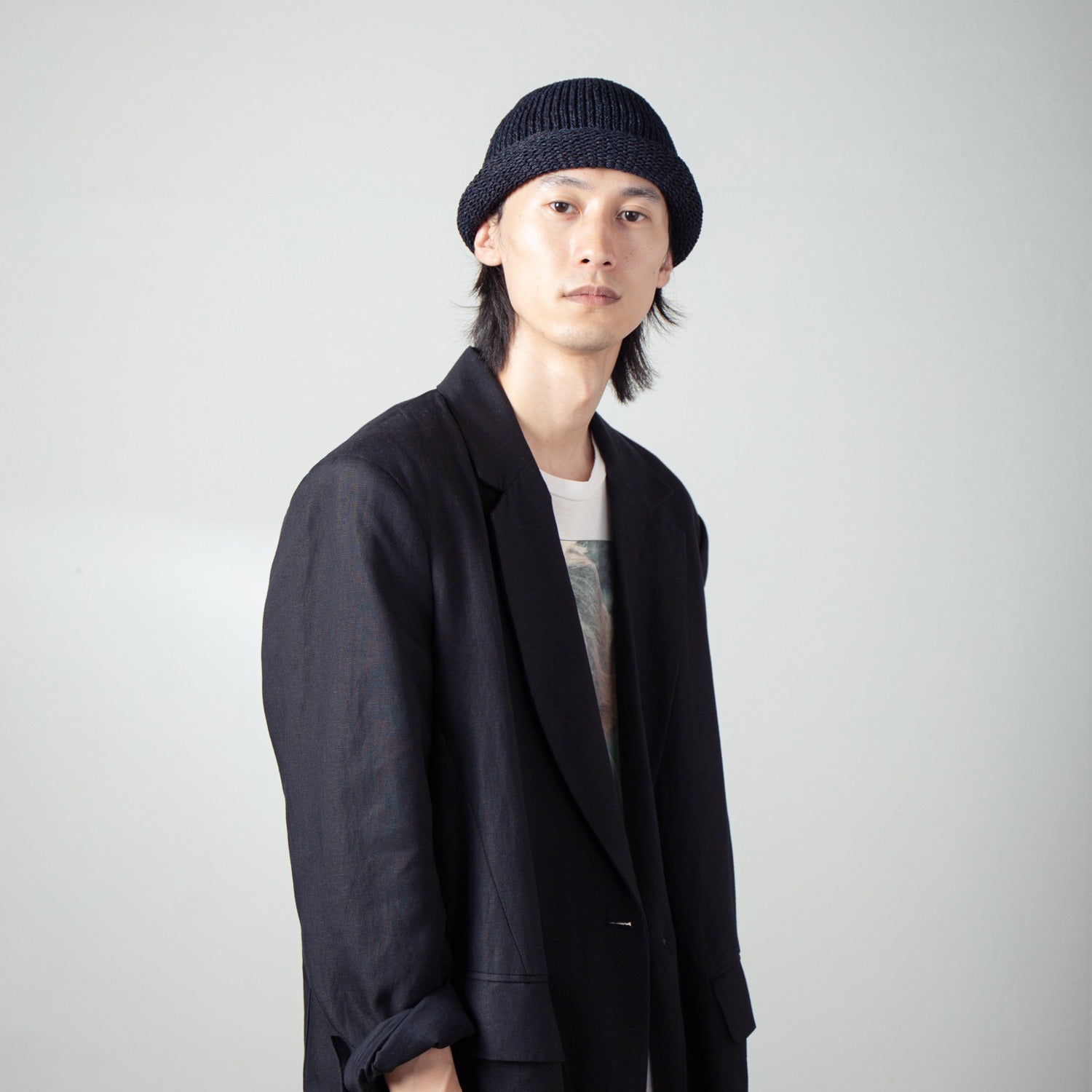 Roll Knit Cap | Color_Black | No_IA-24-097_Black【INDIETRO ASSOCIATION_インディエトロアソシエーション】【入荷予定アイテム・入荷連絡可能】