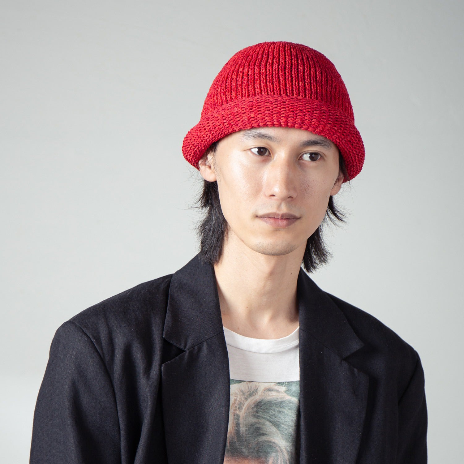 Roll Knit Cap | Color_Red | No_IA-24-097_Red【INDIETRO ASSOCIATION_インディエトロアソシエーション】【入荷予定アイテム・入荷連絡可能】