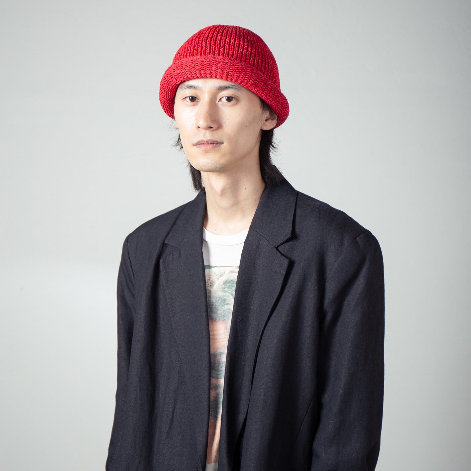 Roll Knit Cap | Color_Red | No_IA-24-097_Red【INDIETRO ASSOCIATION_インディエトロアソシエーション】【入荷予定アイテム・入荷連絡可能】
