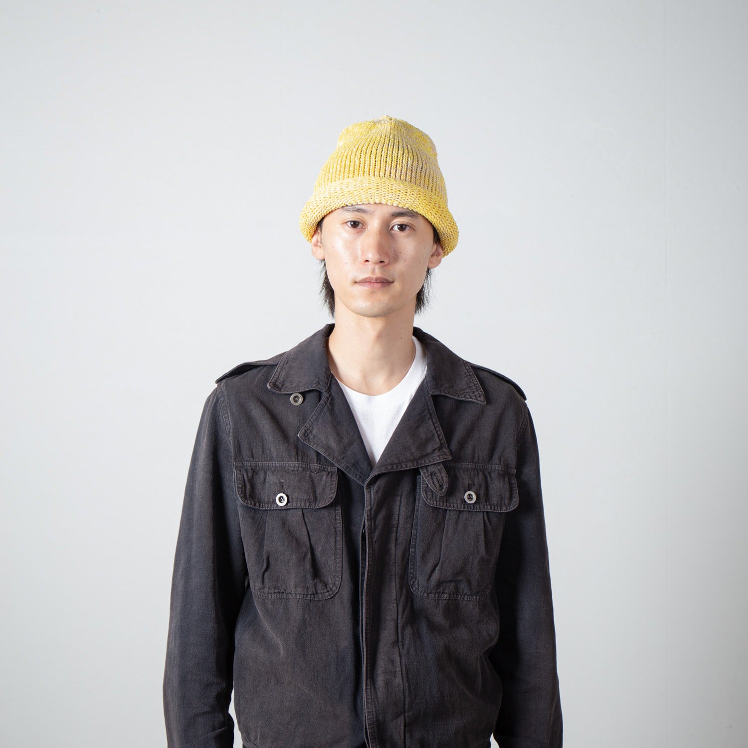 Roll Knit Cap | Color_Yellow | No_IA-24-097_Yellow【INDIETRO ASSOCIATION_インディエトロアソシエーション】【入荷予定アイテム・入荷連絡可能】
