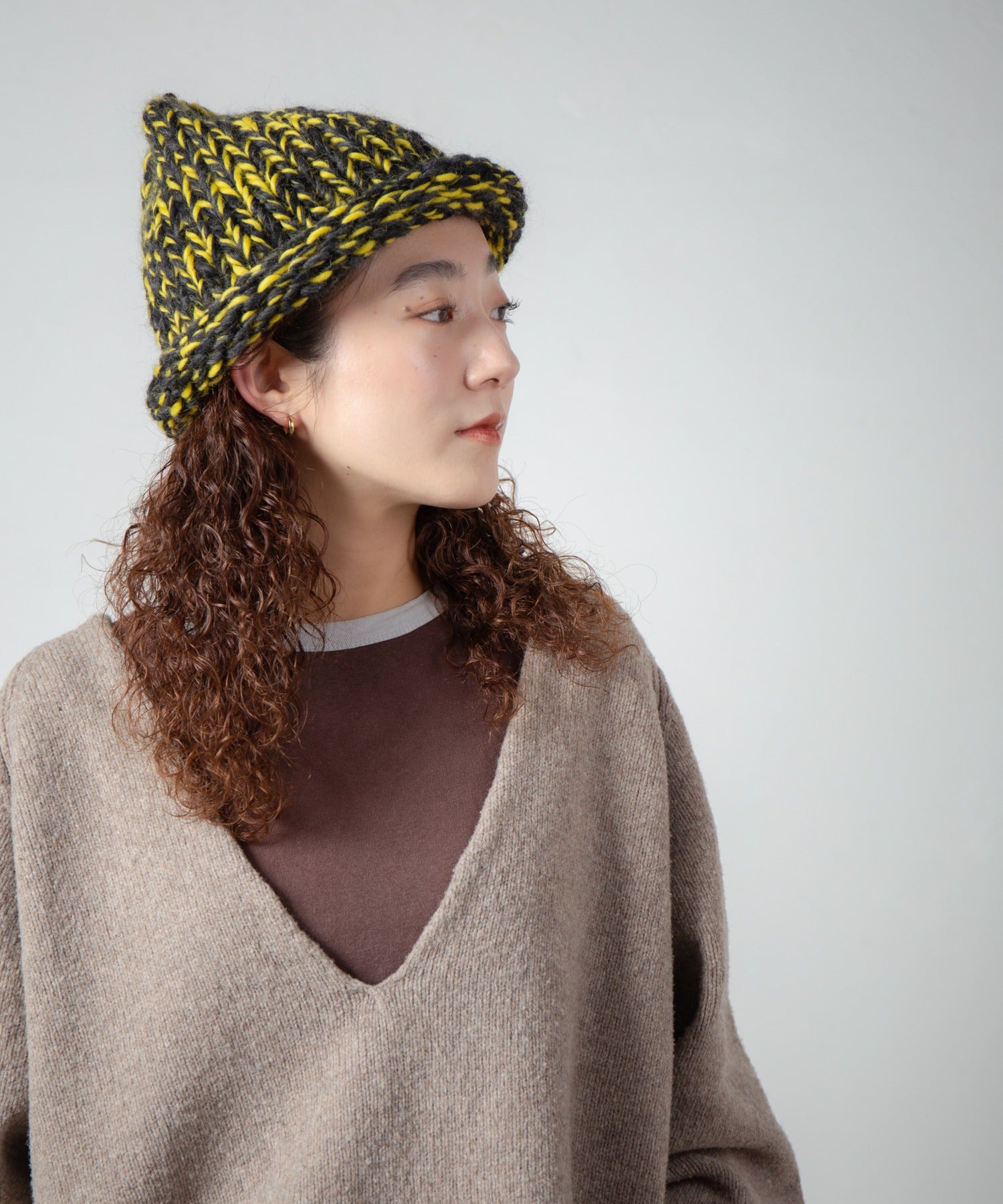 Roll Knit Cap | Color_Yellow / Blue / BLack | No_ia-25-125【INDIETRO ASSOCIATION_インディエトロアソシエーション】【入荷予定アイテム・入荷連絡可能】