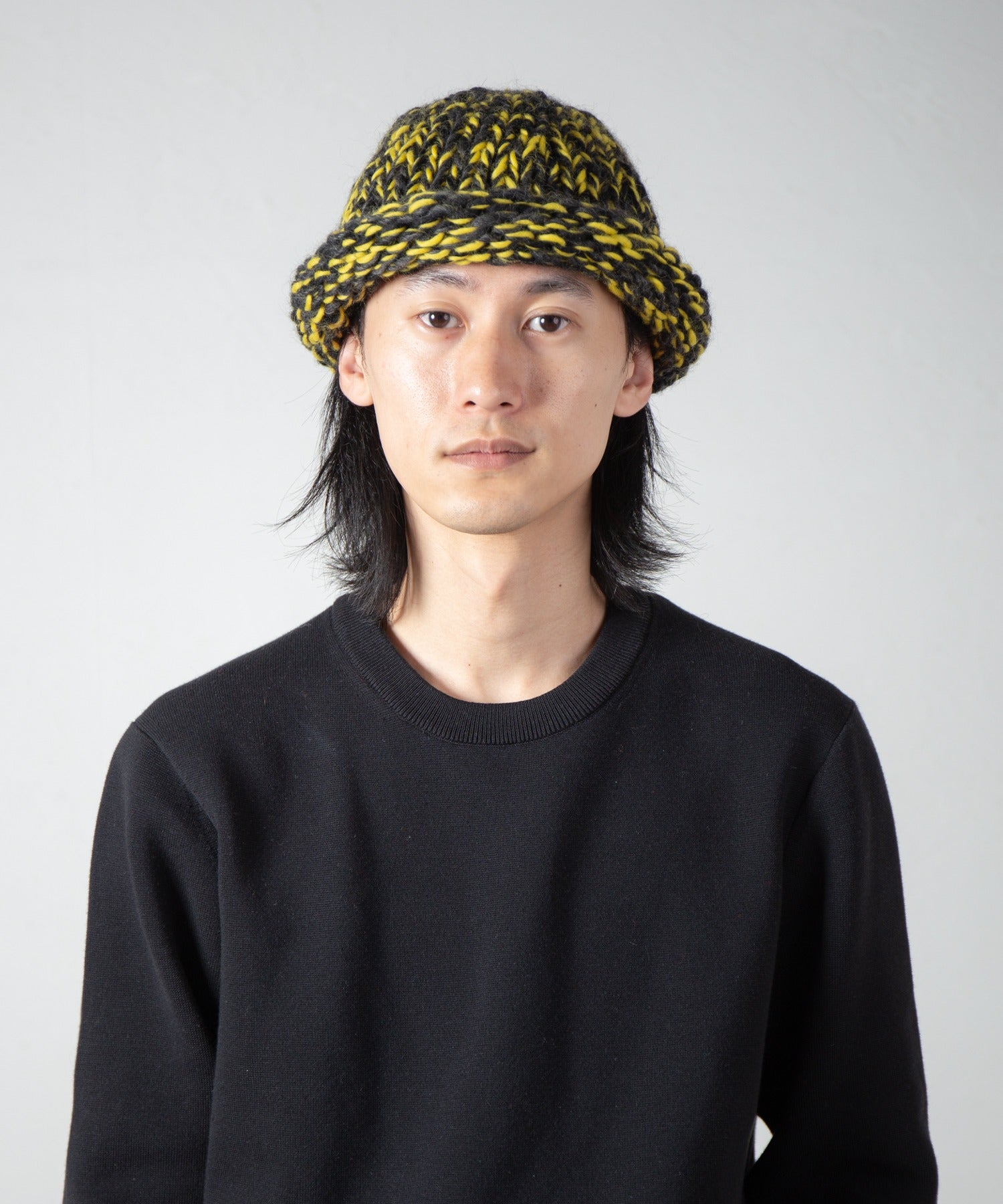 Roll Knit Cap | Color_Yellow / Blue / BLack | No_ia-25-125【INDIETRO ASSOCIATION_インディエトロアソシエーション】【入荷予定アイテム・入荷連絡可能】
