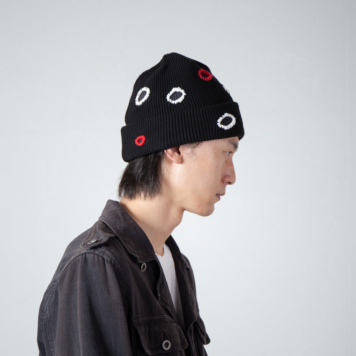 Color Hole Knit Cap | Color_Black | No_IA-26-138_Black【INDIETRO ASSOCIATION_インディエトロアソシエーション】