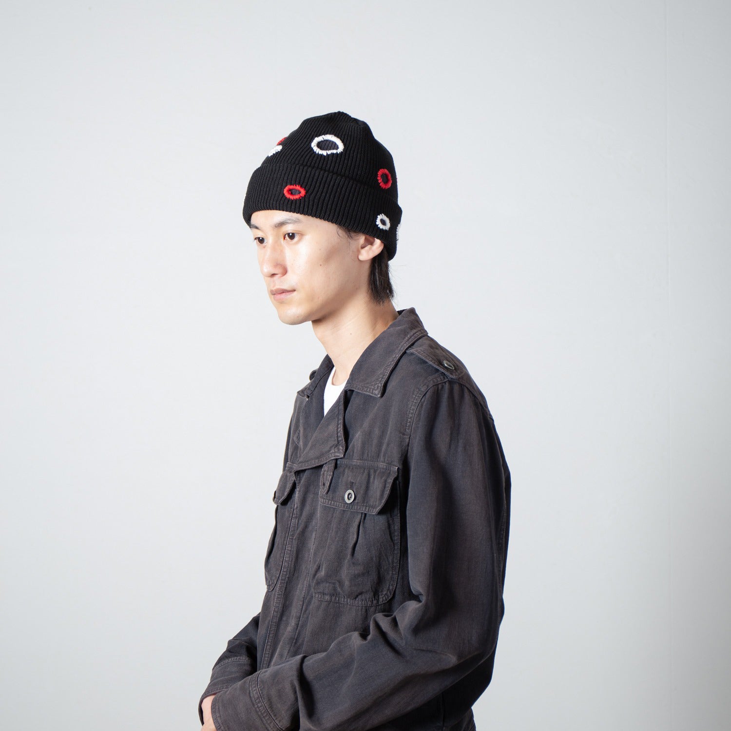 Color Hole Knit Cap | Color_Black | No_IA-26-138_Black【INDIETRO ASSOCIATION_インディエトロアソシエーション】