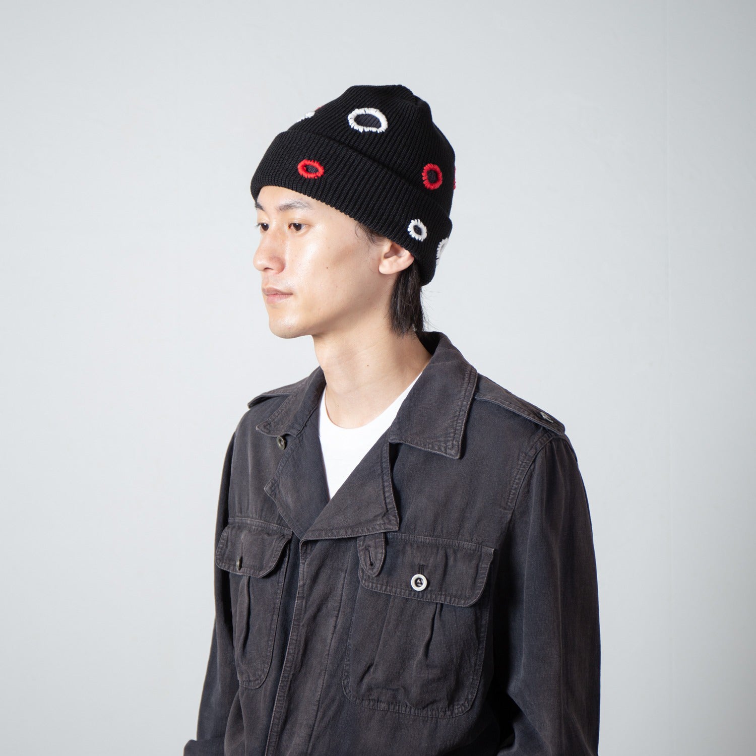 Color Hole Knit Cap | Color_Black | No_IA-26-138_Black【INDIETRO ASSOCIATION_インディエトロアソシエーション】