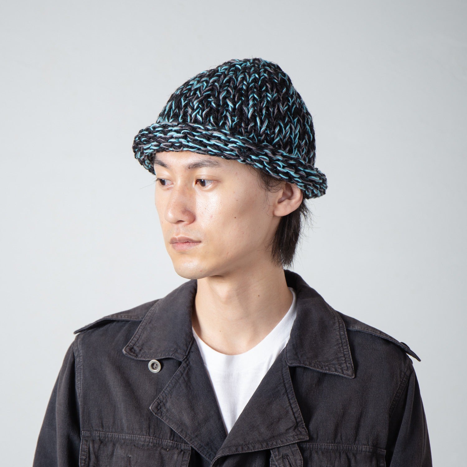 Roll Knit Cap | Color_Black | No_IA-26-139_Black【INDIETRO ASSOCIATION_インディエトロアソシエーション】