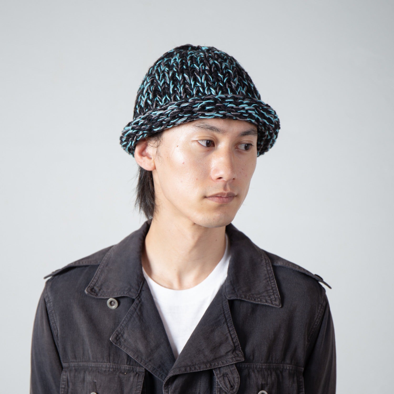 Roll Knit Cap | Color_Black | No_IA-26-139_Black【INDIETRO ASSOCIATION_インディエトロアソシエーション】