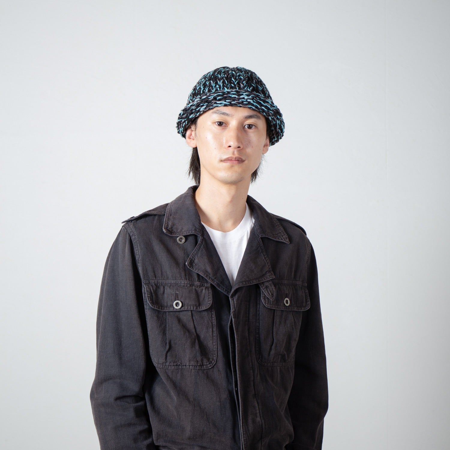 Roll Knit Cap | Color_Black | No_IA-26-139_Black【INDIETRO ASSOCIATION_インディエトロアソシエーション】