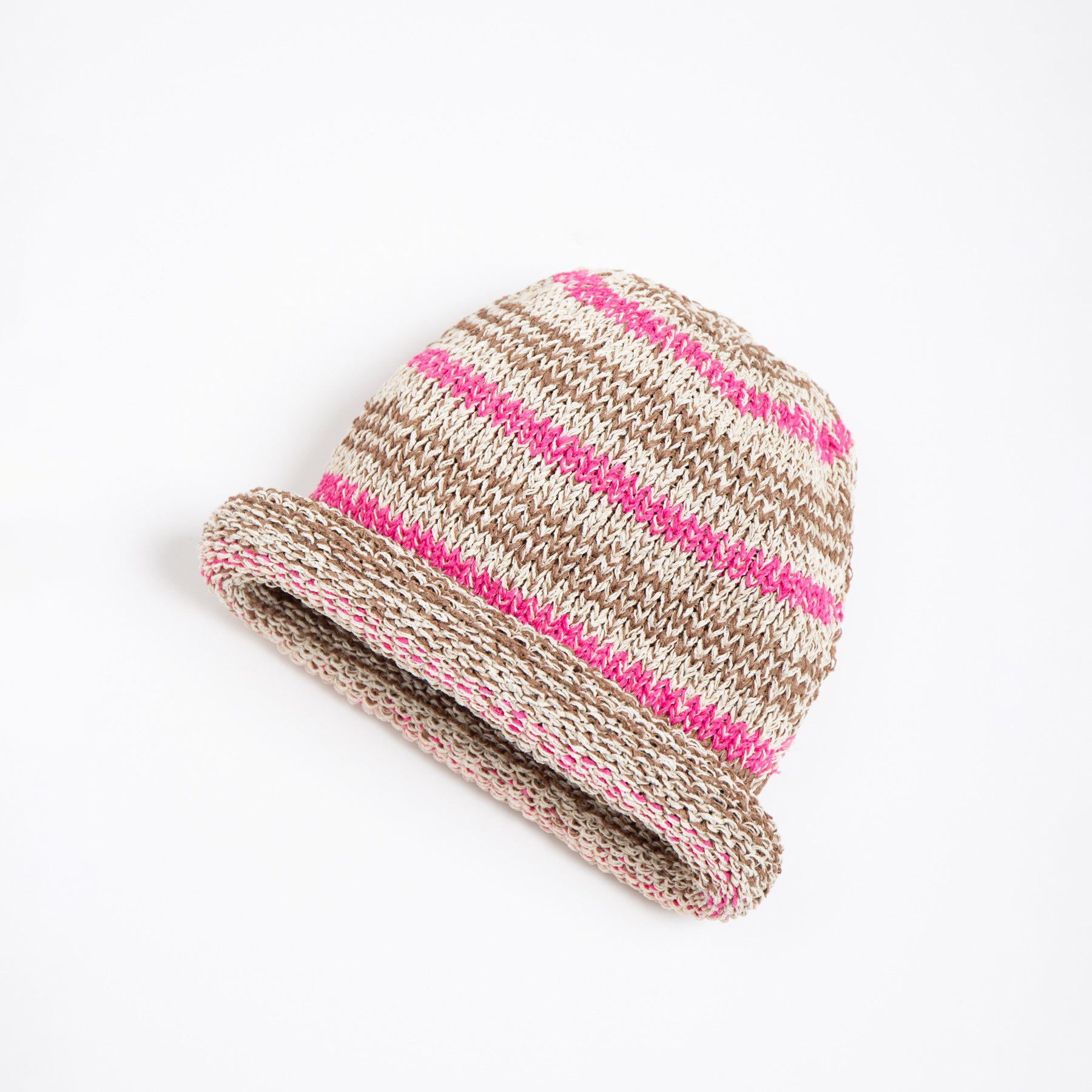 Multi Border Roll Knit Cap | Color_Beige | No_IA-26-146_Beige【INDIETRO ASSOCIATION_インディエトロアソシエーション】【入荷予定アイテム・入荷連絡可能】