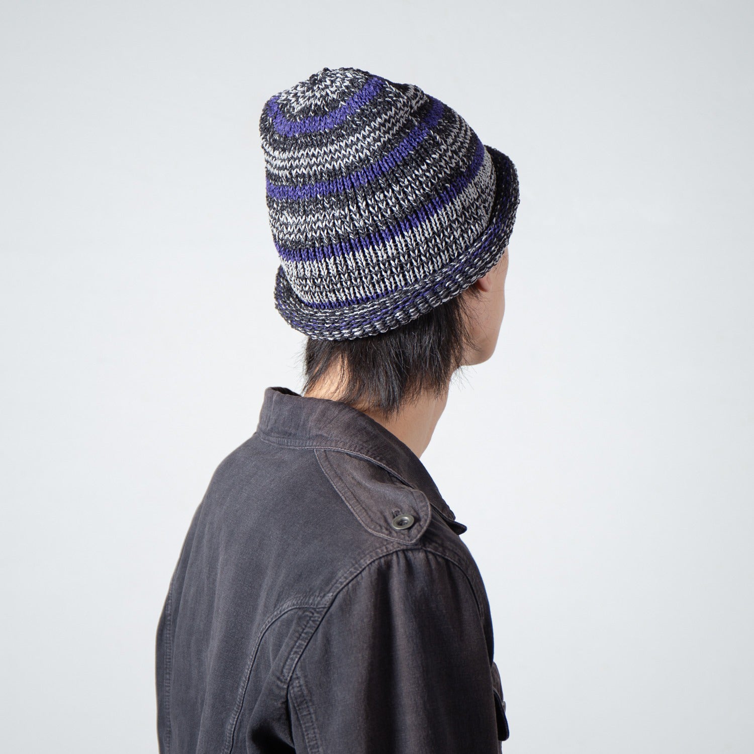 Multi Border Roll Knit Cap – Black | INDIETRO ASSOCIATION