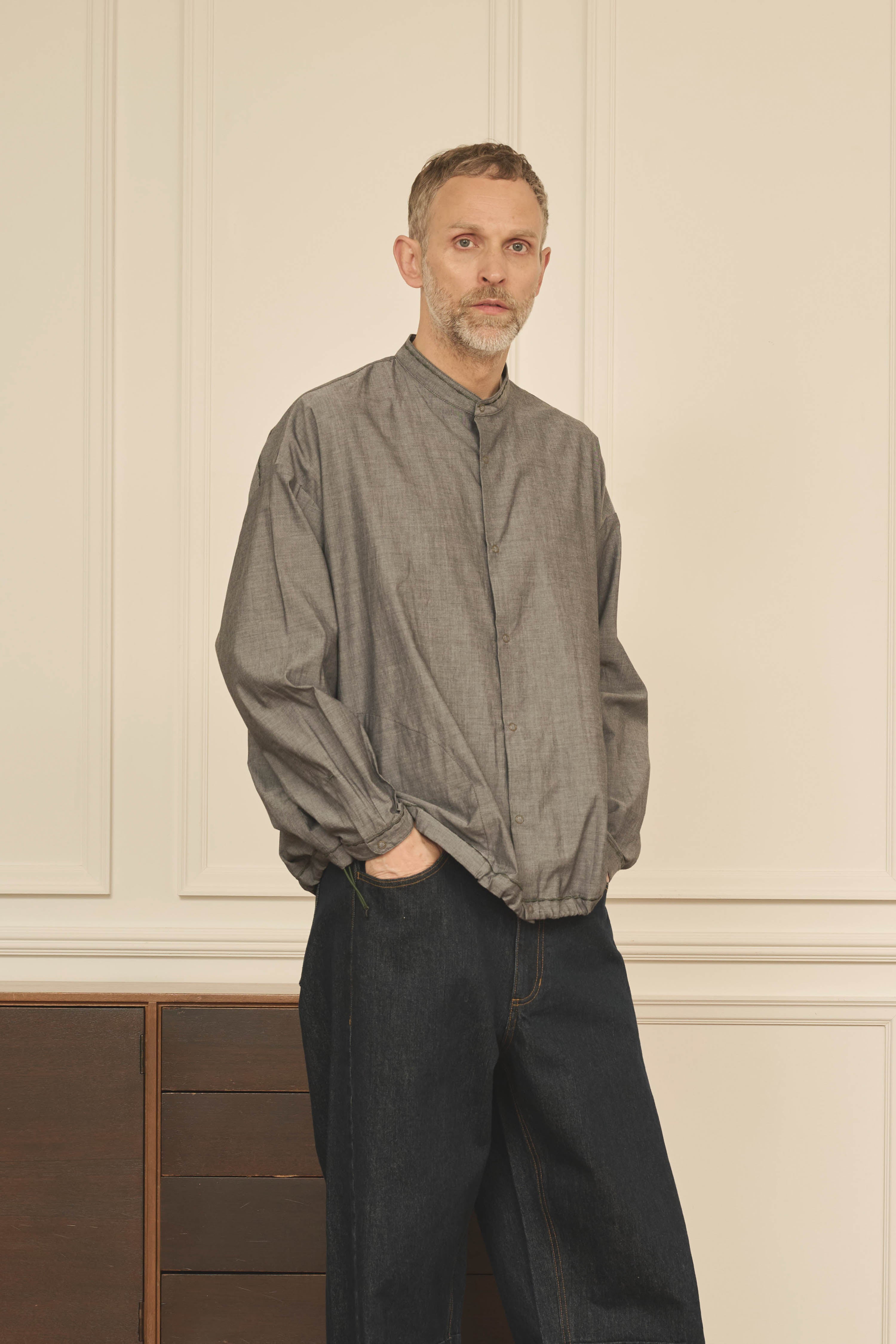 LIPMOA CHAMBRAY | Color_Black | No_klm25fsh1141_bk【KELEN MEN_ケレン】【入荷予定アイテム・入荷連絡可能】