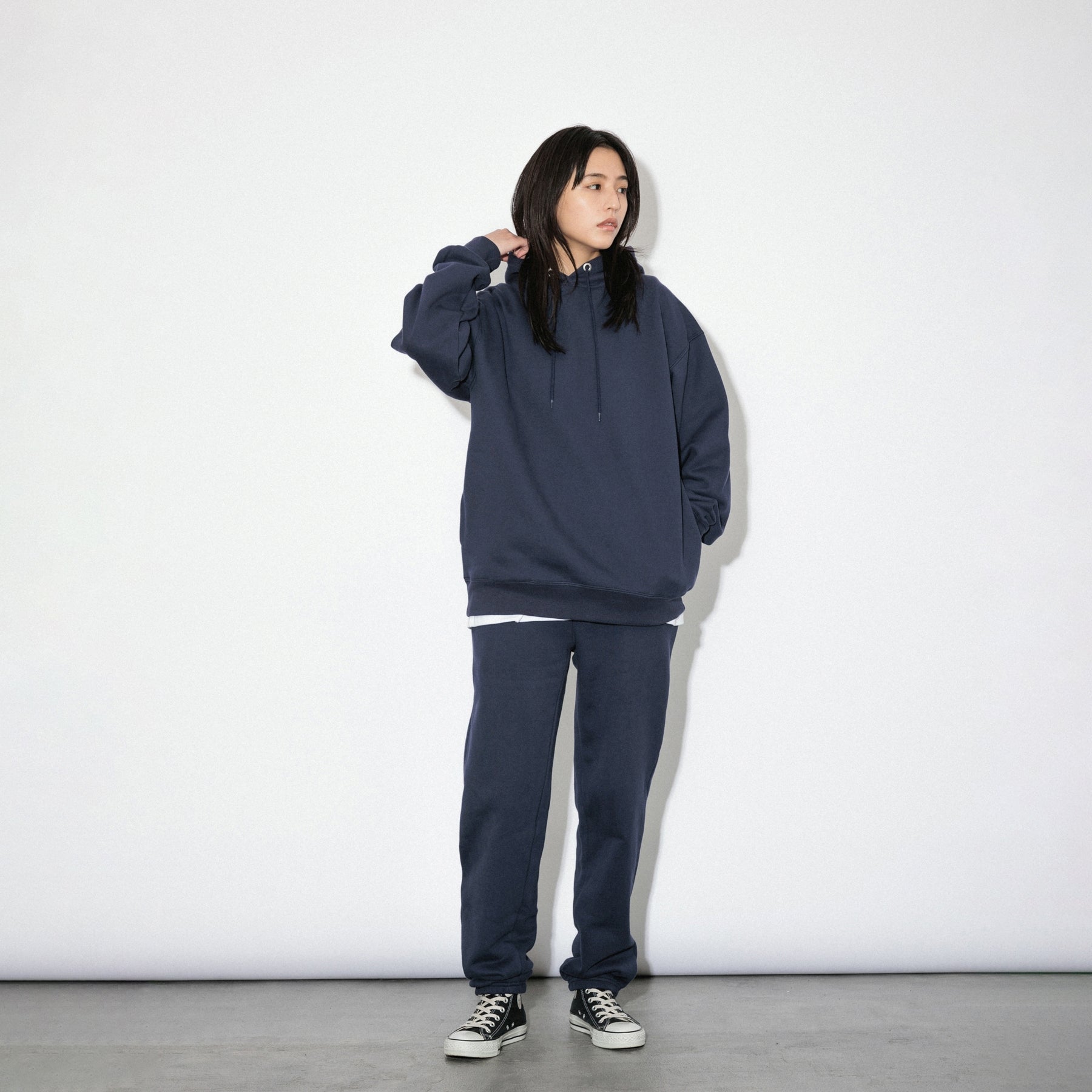 KN-HS-SP-01_NV | Heavy Hooded Sweatshirt - Seam Pocket | Color:NAVY【Knuu（縫う）_ヌウ】