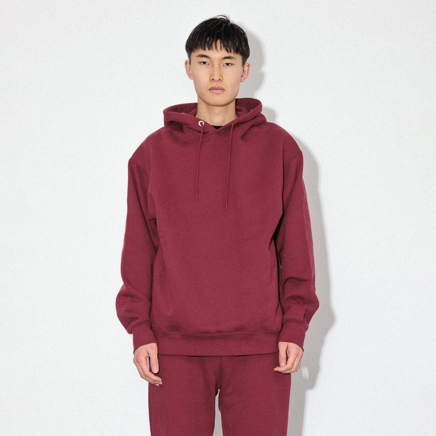 KN-HS-SP-01_MA | Heavy Hooded Sweatshirt - Seam Pocket | Color:MAROON【Knuu（縫う）_ヌウ】