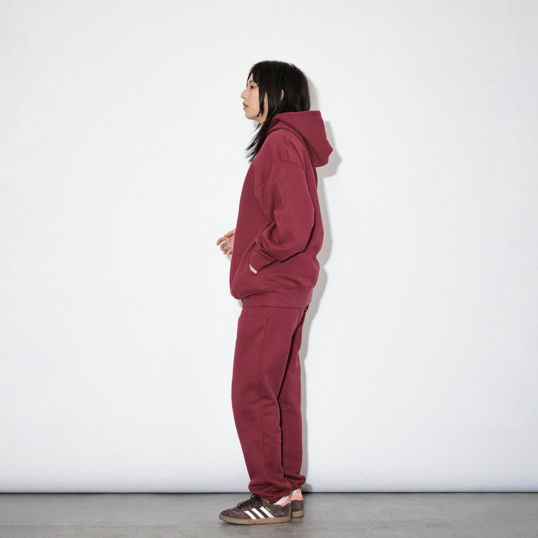 KN-HS-SP-01_MA | Heavy Hooded Sweatshirt - Seam Pocket | Color:MAROON【Knuu（縫う）_ヌウ】