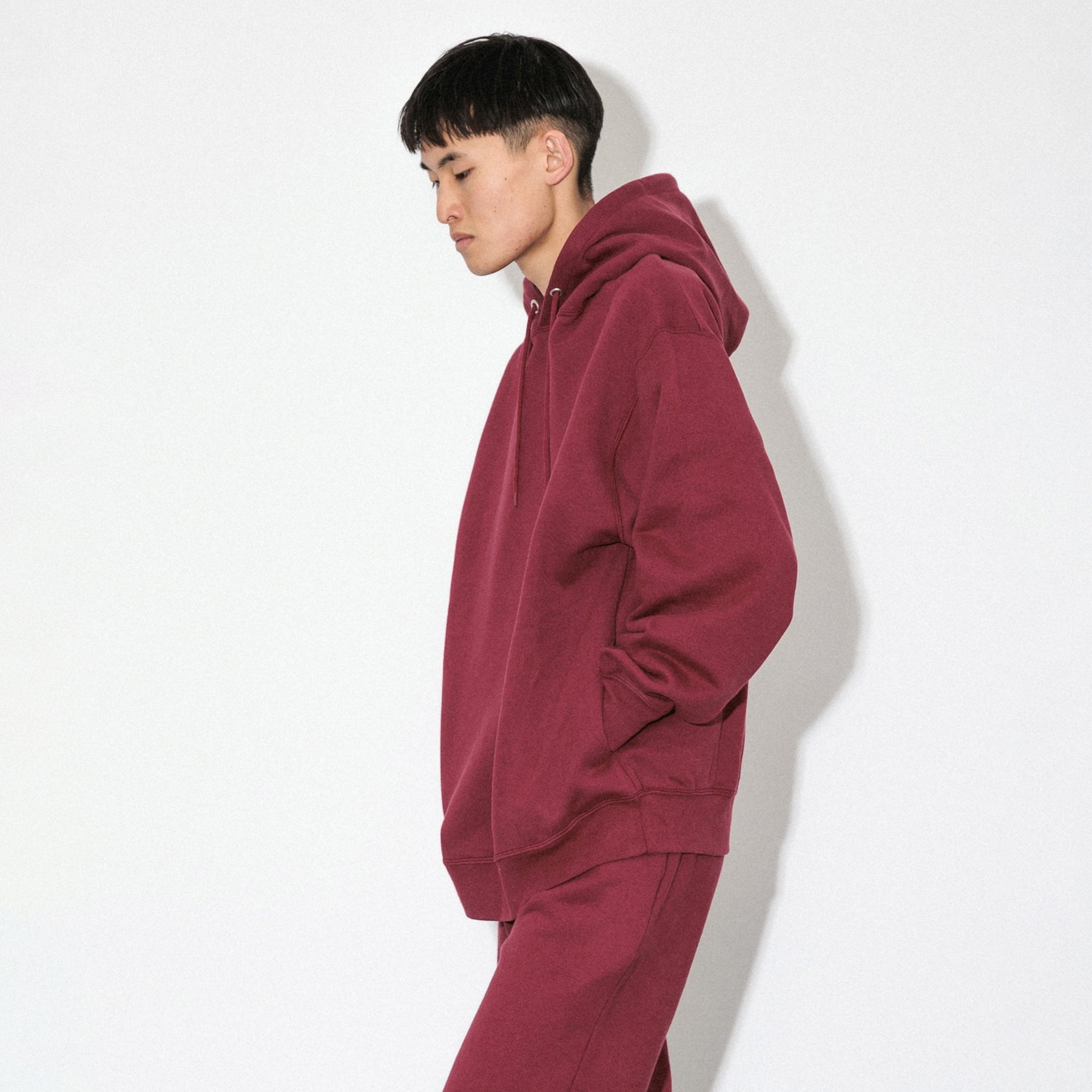 KN-HS-SP-01_MA | Heavy Hooded Sweatshirt - Seam Pocket | Color:MAROON【Knuu（縫う）_ヌウ】