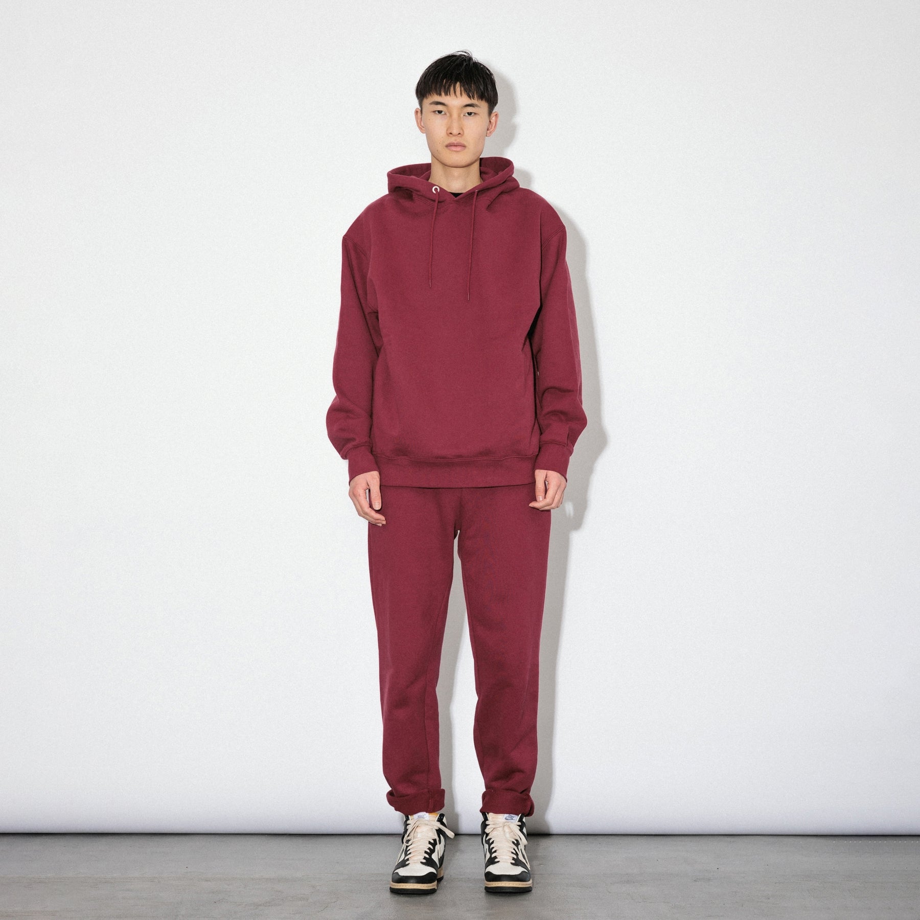 KN-HS-SP-01_MA | Heavy Hooded Sweatshirt - Seam Pocket | Color:MAROON【Knuu（縫う）_ヌウ】